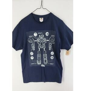 Power Rangers Megazord Blueprint Graphic T-Shirt Navy Fruit Of The Loom Size M